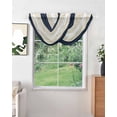 thumbnail image 2 of Waterfall Valances for Windows, Navy Beige Striped Kitchen Sheer Valance Curtains, Gradient Geometric Blue White Rod Pocket Elegant Swag Valances for Living Room Bedroom, 47.2"x38.5", 2 Panel, 2 of 8