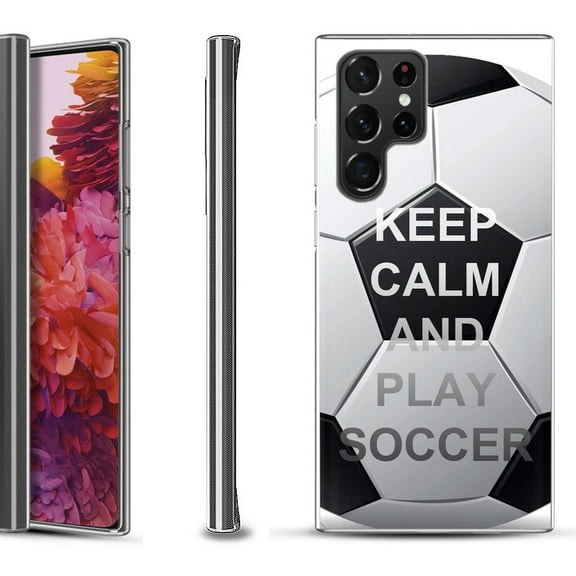 Slim-Fit Fashion Gel Phone Case for Samsung Galaxy S22 Ultra 5G, by OneToughShield ® - Keep Calm Soccer