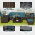 thumbnail image 3 of 7-Piece Outdoor Patio Furniture Set, All-Weather Rattan Sectional Sofa with Waterproof Cushions & Tempered Glass Table, Perfect for Garden, Poolside, Backyard (Peacock Blue), 3 of 9