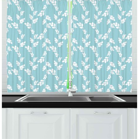 Curtains Cottage Style Rustic Curtains 2 Panels Set, Rural Meadow Field Yard Wildflowers Farmhouse Style Cottage Countryside Garden, Window Drapes for Living Room Bedroom, 55W X 39L Inches, Pale Blue White, by Ambesonne ()