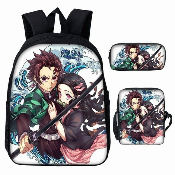 3D Demon Slayer Backpack Cartoon Backpack Three-Piece Printing