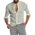 thumbnail image 2 of IROINNID Button Up Shirts for Men Button V-Neck Long Sleeve T-Shirt Autumn Solid Loose Blouse Tops,Gray, 2 of 6