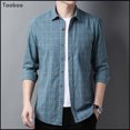 thumbnail image 3 of Taoboo 2022 Nueva camisa de cuadros para hombre de negocios 100% algodón de manga larga ropa informal para hombre Camisa de estilo simple de alta calidad de corte entallado, 3 of 4