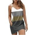 thumbnail image 1 of Robe Mini à Poches Color Block pour Femmes Été Plage Sans Manches Bretelles T-Shirt Décontracté Couverture de Plage 2025, 1 of 6