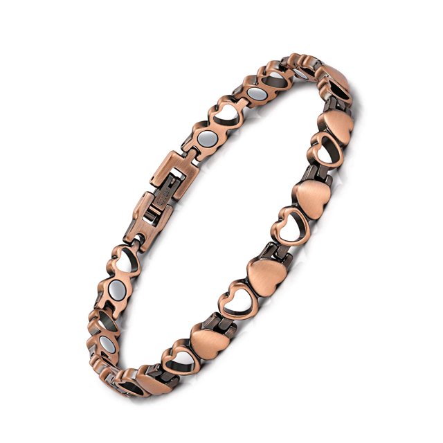 Pulsera de Imán de Doble Corazón para Mujer con Imanes Extra Fuertes de 3500 Gauss, Tamaño Ajustable