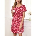 thumbnail image 6 of DAKIMOE Cotton Nightgowns for Women Soft Cotton Short Sleeve Night Shirts Womens Print Sleep Shirts Loose Comfy Pajamas Sleepwear, 6 of 7