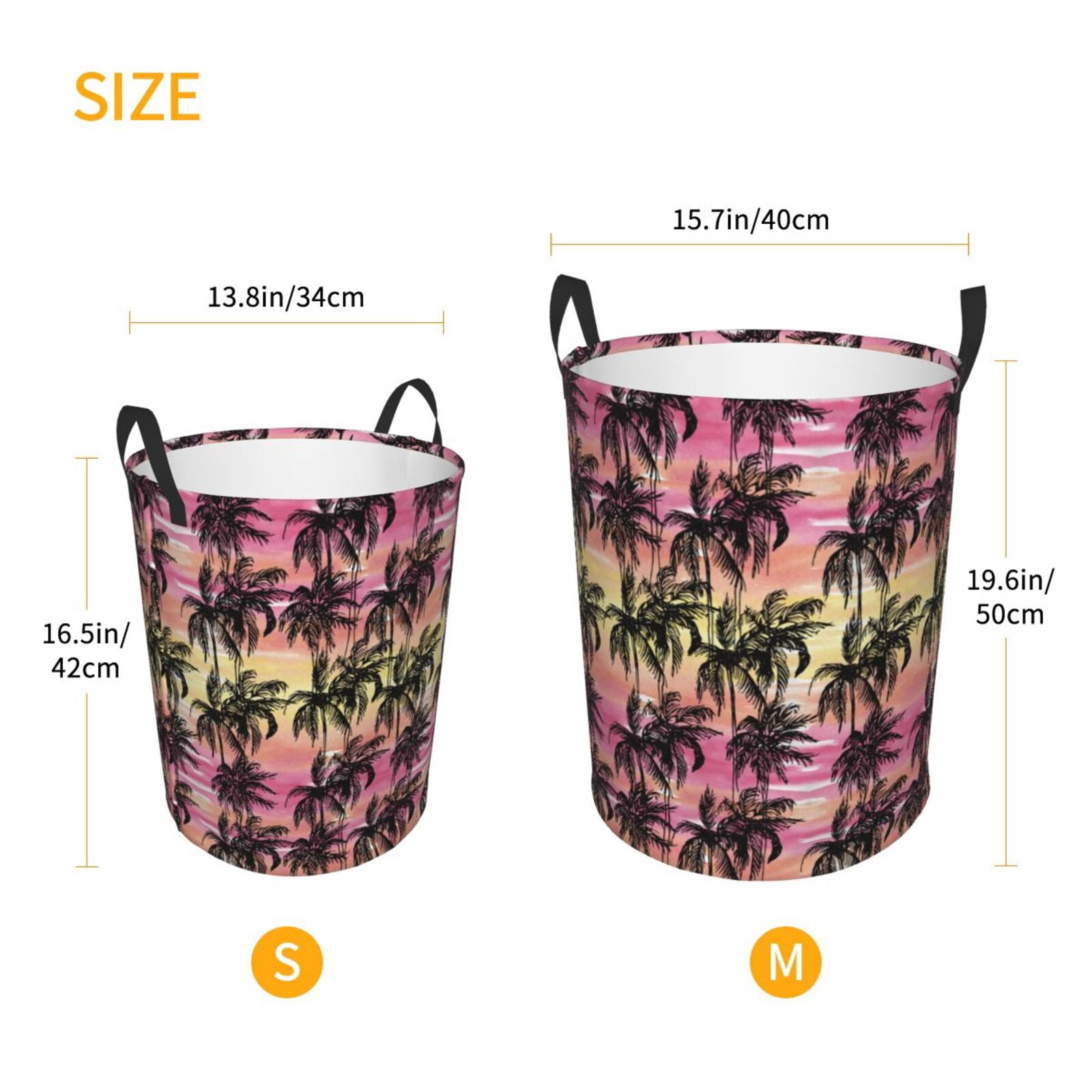 Large Laundry Basket with Handles - Palm tree_AA Kids Baby Dirty Clothes Laundry Hamper for Bedroom Aesthetic
