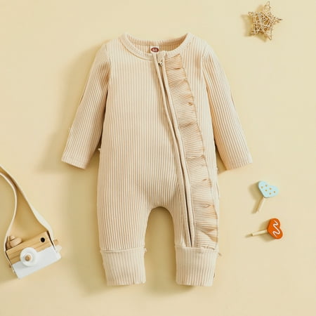 

Qazqa Boys Girls Long Sleeve Ruffles Ribbed Zipper Romper Toddler Jumpsuit Clothes
