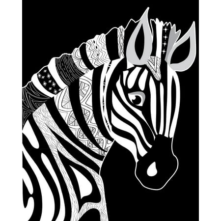 Zebra Journal - Journal Notebook for Animal Lovers Zentangly Zebra Head: 172 Page Blank Journal 8 X 10 Size, Unlined for Journaling, Writing, Planning or Doodling. (Paperback)
