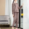 thumbnail image 2 of VISALY Women Pajama Sets Fluffy Pajamas Set Fleece Pullover Pants Loose Plush Sleepwear 2 Piece Pjs Set Warm Loungewear Soft Leisure Suit Winter Pajama Grey One Size, 2 of 6