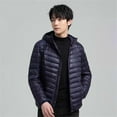 thumbnail image 5 of JTieacloth Warm Winter Coats Large Men's Solid Color Hooded Jacket Men's Slim Fit Warm Jacket Blue, 5 of 5