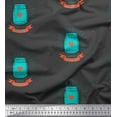 thumbnail image 1 of Soimoi Green Georgette Viscose Fabric Jar & Happy Valentine Day Text Print Fabric by the Yard 42 Inch Wide, 1 of 1