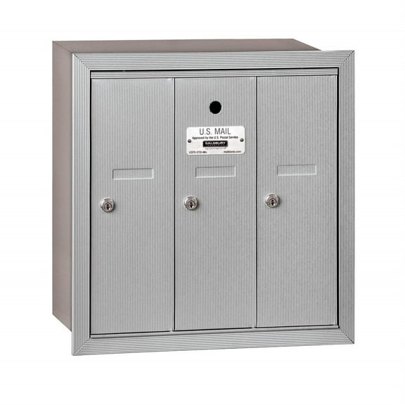 Salsbury Industries Vertical Mailbox,3 Doors,Alum 3503ARU