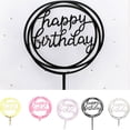 thumbnail image 3 of Round Happy Birthday Letter Cake Topper Acrylic DIY Cupcake Smash Candle Stick; Handmade Cake Smash Candle Party Handmade Stick, 3 of 9