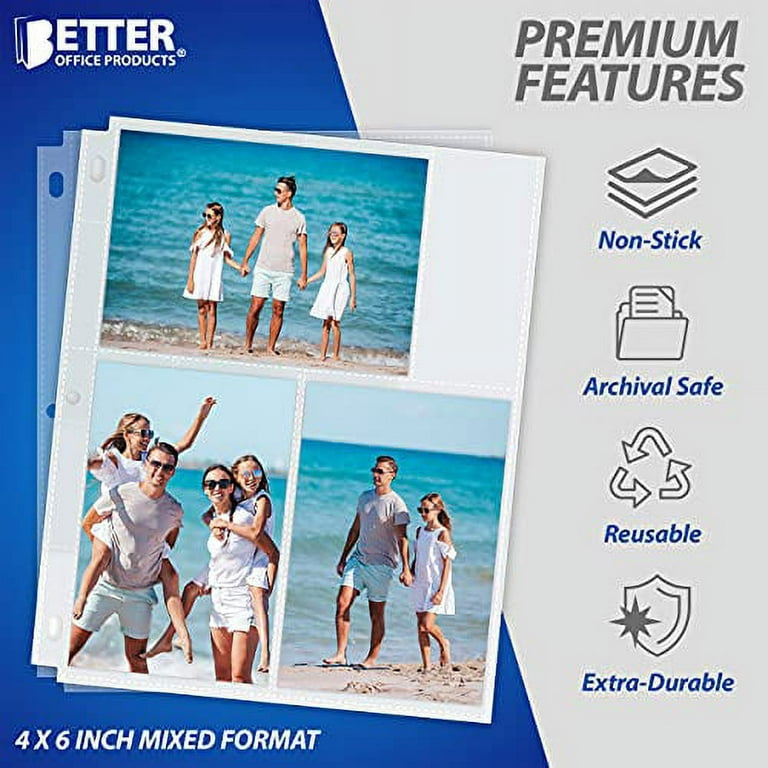 Photo Album Pages For 3-Ring Binder - (4X6 Mixed Layout, 24 Pack), Includes  Memo Cards, Photo Pages Hold 144 Photos, Heavy Duty 4 X 6 Photo Album  Refill Pages For Standard Three-Ring Binders 