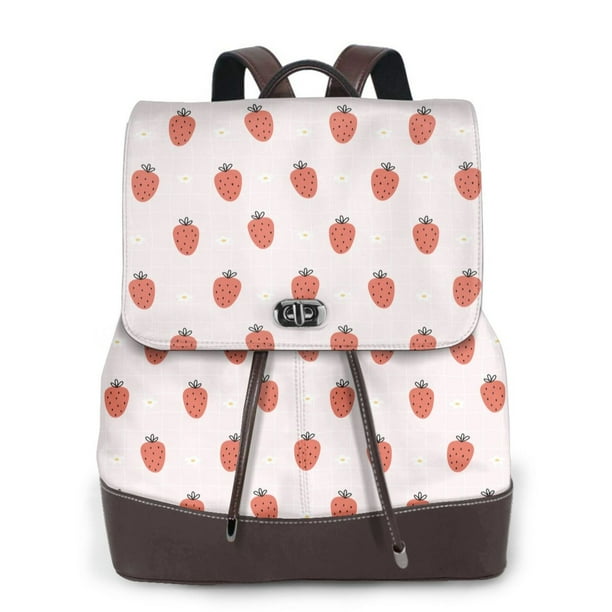 Fotbe Strawberry Mochila Bolso con Estampado para Mujer, Mochila Antirrobo de Nylon Impermeable, Bolsa Ligera de Hombro