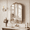 Gold, variant on Jableast 16x24in Vintage Arched Medicine Cabinet with Mirror, Wall Mounted Bathroom Storage, Recessed/Surface Mount, Baroque Retro Design, Gold Beaded Border, Easy Install Vanity Cabinet