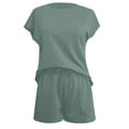 thumbnail image 4 of Women's Solid Spring Collar Long Sleeve Shirt High Waist Drawstring Shorts Large Fashion Casual Set, 4 of 6