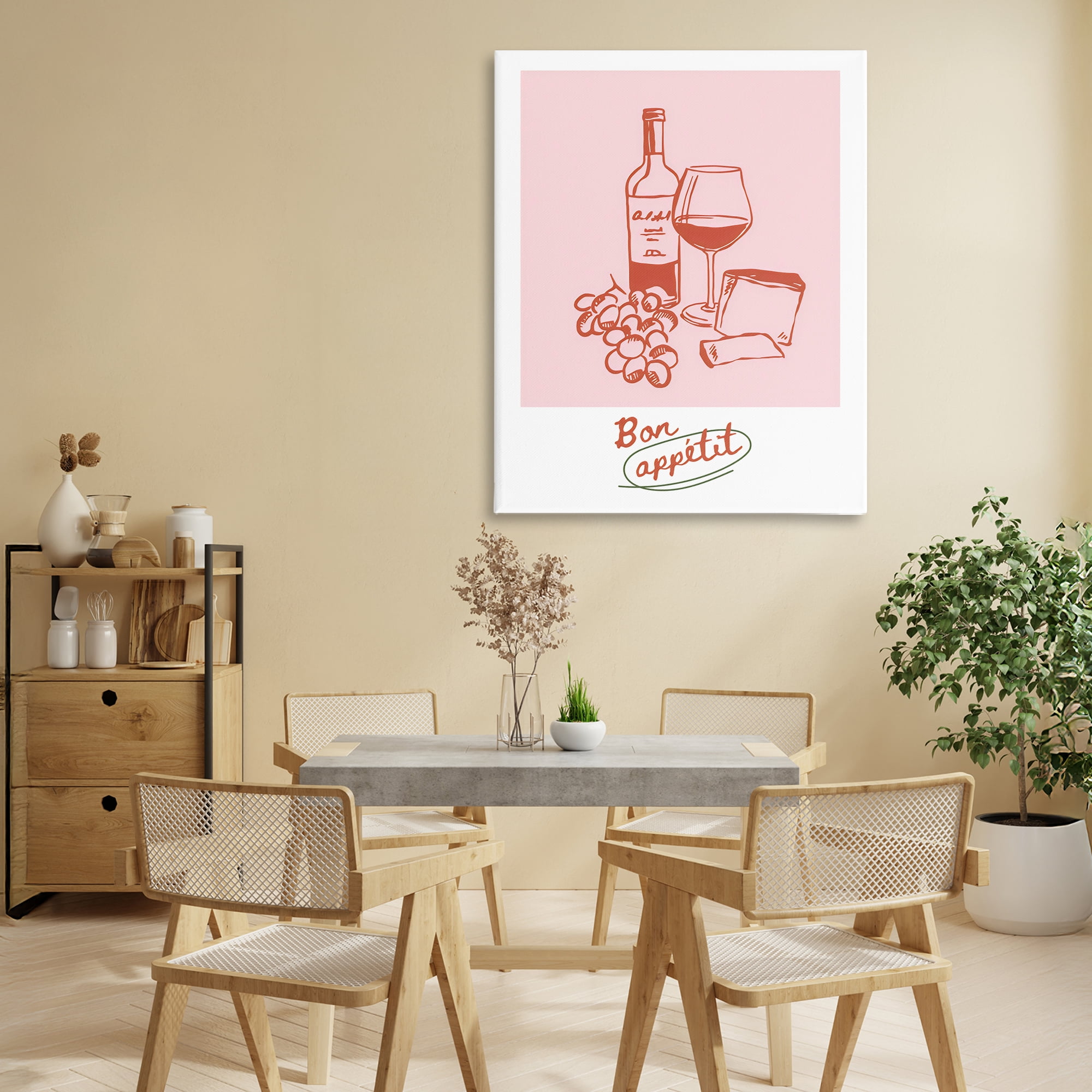 Stupell Industries Bon Appetit Wine & Grapes Canvas Wall Art, design by The Prints Vibe