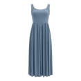 thumbnail image 4 of XIAONU Square Neck Tank Maxi Dress for Women High Waist Pleated Flowy Sleeveless Long Dress, 4 of 4