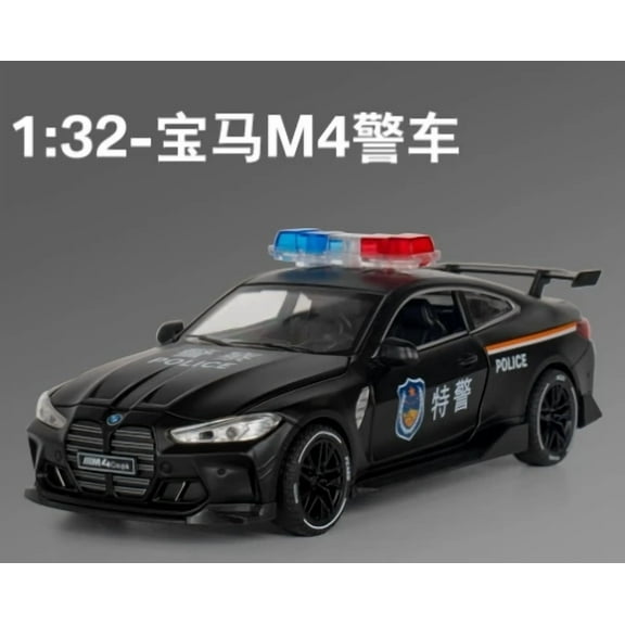 1:32 BMW M4 Police Alloy Sports Car Model Diecasts & Toy Vehicles Metal Model Sound and Light Car Toys For Gifts