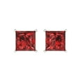 thumbnail image 3 of 4 Ct Princess Cut Studs Red Natural Garnet 18K White Solid Solid Gold Everyday Dainty Earrings Push Back, 3 of 7