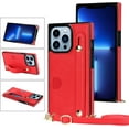 thumbnail image 6 of for iPhone 13 Pro Wallet Case for Women,Removable Adjustable Strap Crossbody Card Holders Cover Neck Strap Lanyard Purse Shoulder Strap w/Kickstand Purse Case for iPhone 13 Pro KB Red, 6 of 14