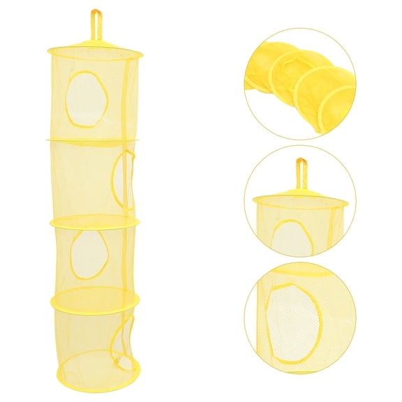 HOMEMAXS  Four Grid Drying Hanging Basket Bath Net for Baby Toys Yellow
