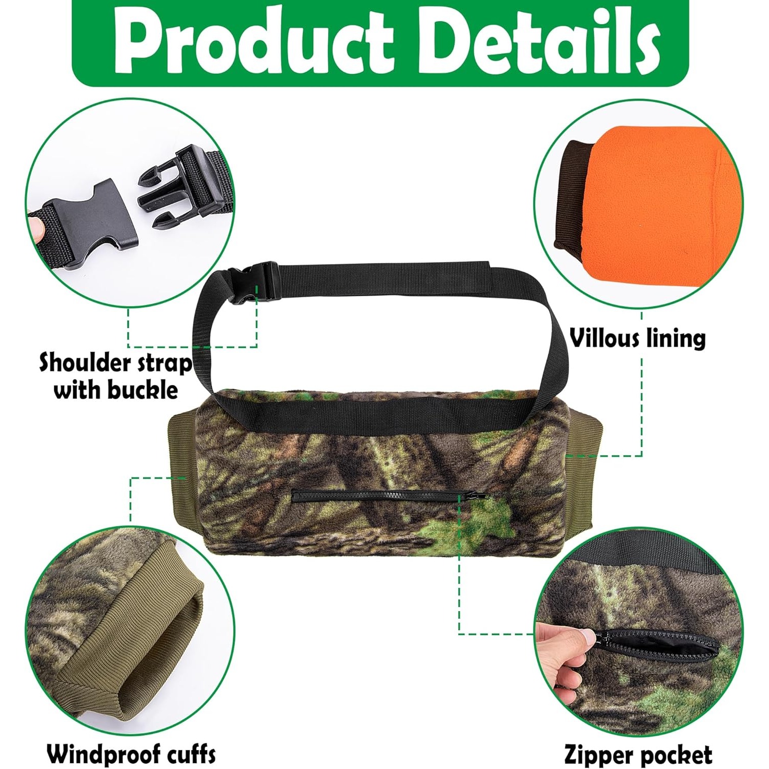 Ebaokuup Camouflage Hunting Hand Muff, Hand Warmer Waist Pouch