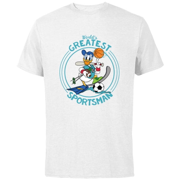 Disney Donald Duck Sportsman Father's Day - Short Sleeve Cotton T-Shirt for Adults - Customized-White
