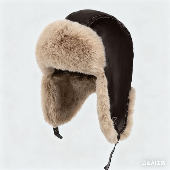 Fgnfyis Leather Winter Trapper Hat with Ear for Outdoor Motorcycle Skiing Cold Weather Warm Lined Hats for Men and Women BW2