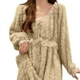 thumbnail image 5 of Gytharion Long Flannel Nightgowns for Women Long Sleeve Plush Warm Winter Nightdress Cute Lace Crew Neck Pullover Sleepshirt Soft Cozy Fuzzy Fleece Bathrobe Sleepwear Loungewear, 5 of 6