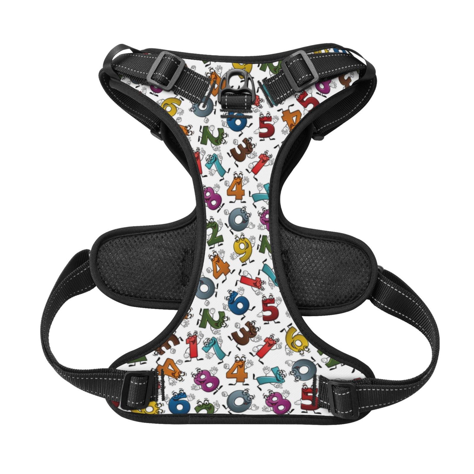Kdxio Colorful Numbers Print No Pull Dog Harness Adjustable Reflective Oxford Easy Control Medium Large Dog Harness for Training and Everyday-Medium