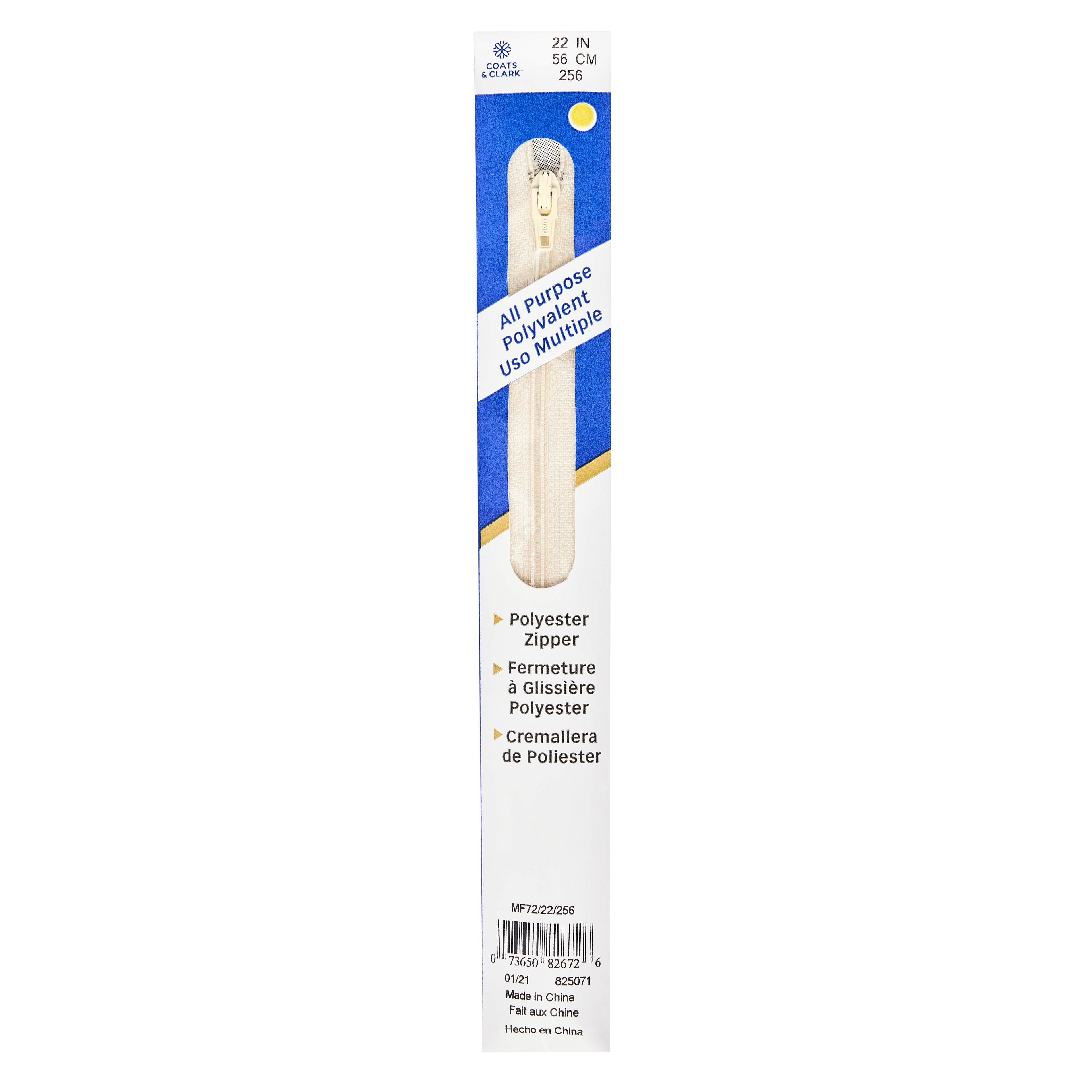 Coats & Clark 22" Polyester All Purpose Zipper, 12 Pack