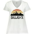 thumbnail image 3 of Inktastic Dallas Texas Skyline Vintage Women's Plus Size V-Neck T-Shirt, 3 of 5
