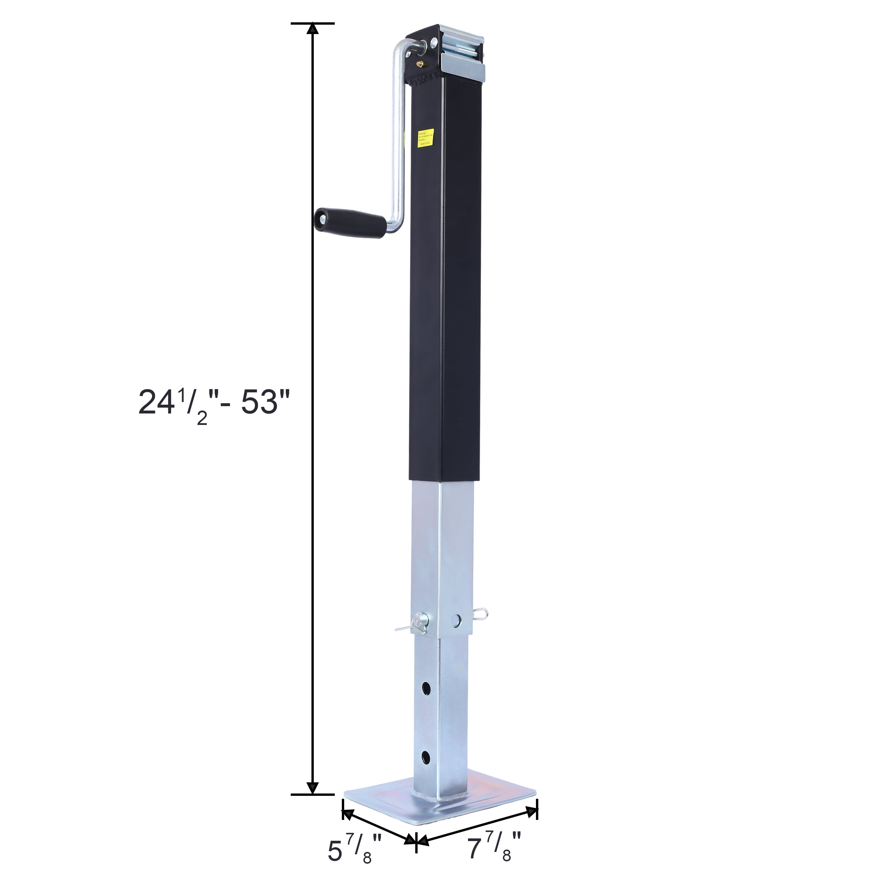 Steel Construction Black Powder Coated 8000 lbs Capacity Square Jack for Trailers & RVs Rust Resistant