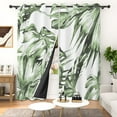 thumbnail image 2 of Lfeey Palm Leaf Tropical Green Blackout Curtains, Natural Print Privacy Protection Grommet Curtains, 42x63 Inches, 2 Panels, 2 of 6