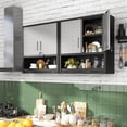 thumbnail image 4 of IKIMI 30" H Wall Mounted Metal Garage Cabinet with Lockable Doors and Open Shelf, Black/Gray, 4 of 8
