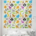 thumbnail image 1 of Cartoon Tapestry, Various Types of Animals Drawn Manner Lions Koalas Tigers Crocodiles Monkeys, Fabric Wall Hanging Decor for Bedroom Living Room Dorm, 5 Sizes, Multicolor, by Ambesonne, 1 of 1