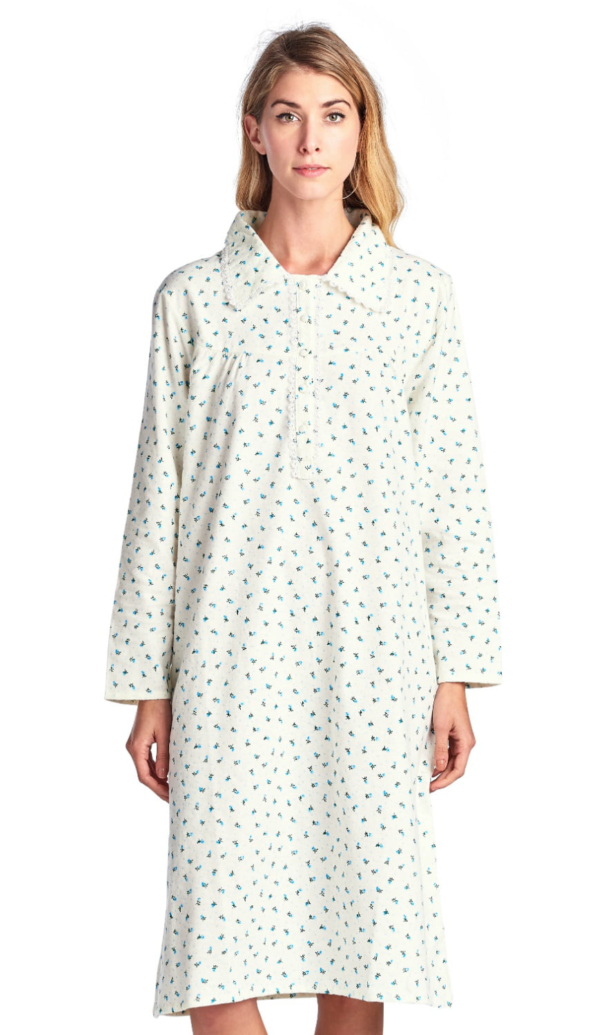 Casual Nights Women's Flannel Floral Long Sleeve Nightgown - Yellow ...