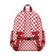 thumbnail image 3 of White Red Checkered Backpack for School,Cute School Bag,Schoolbag with Adjustable Shoulder Straps & Padded Back,15.25"x11.5"x5.25", 3 of 6