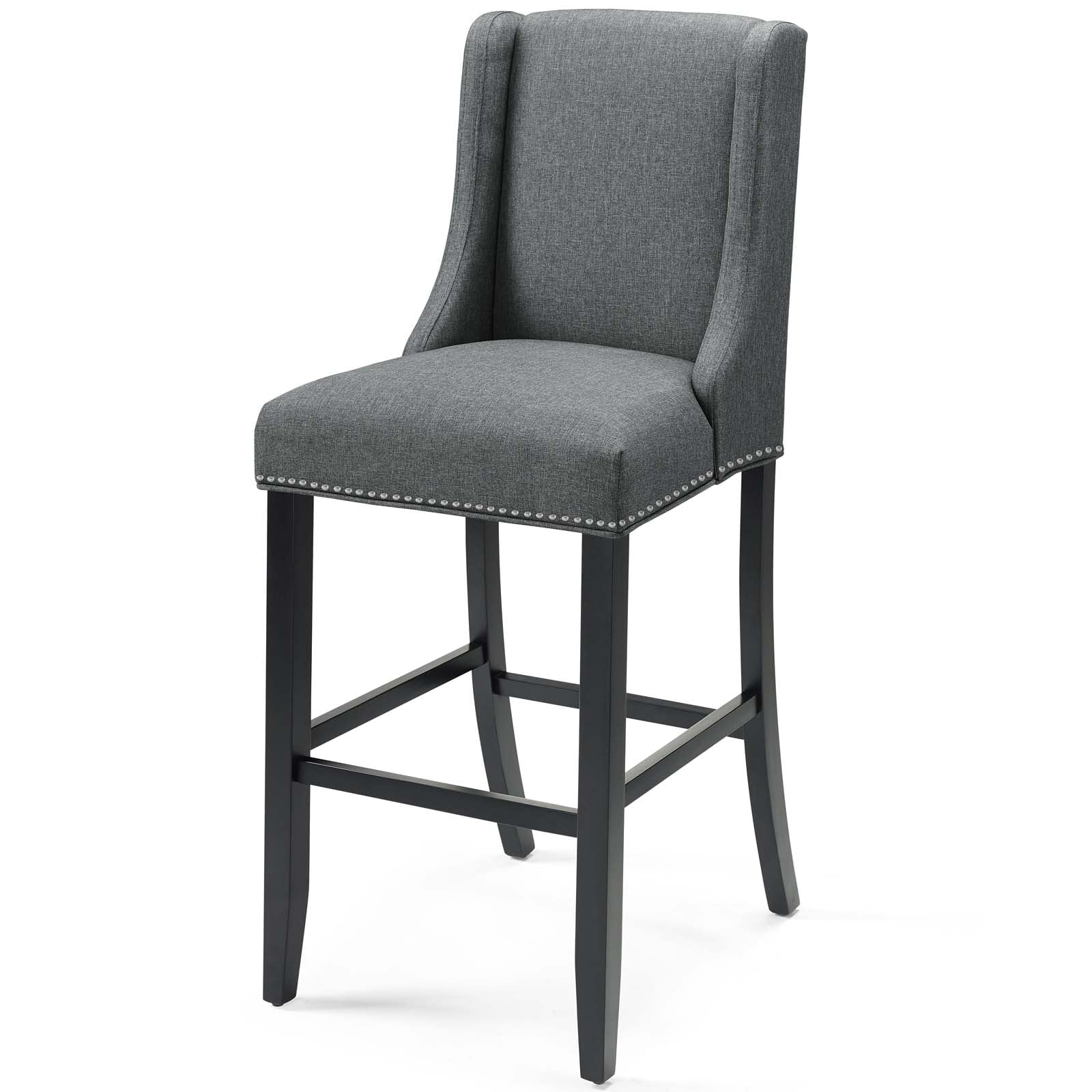 Bar Stool Chair Barstool, Fabric, Wood, Grey Gray, Modern Contemporary ...