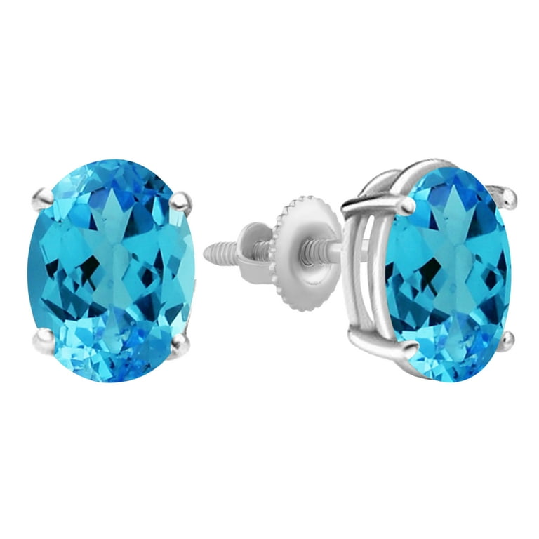 Blue topaz stud earrings hotsell white gold