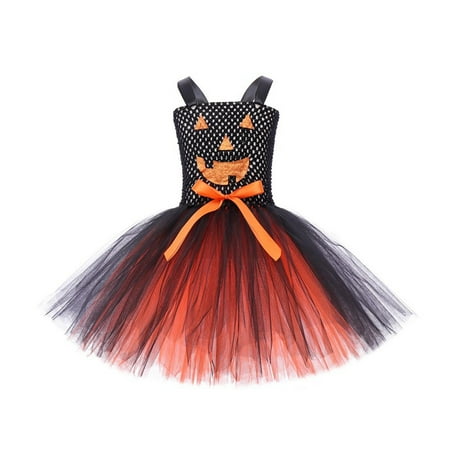 

UFOUND Toddler Halloween Novelties Classic Witch Child Halloween Children Witch Shaggy Dress Tulle Dress Party Infants Sundress Casual Dresses