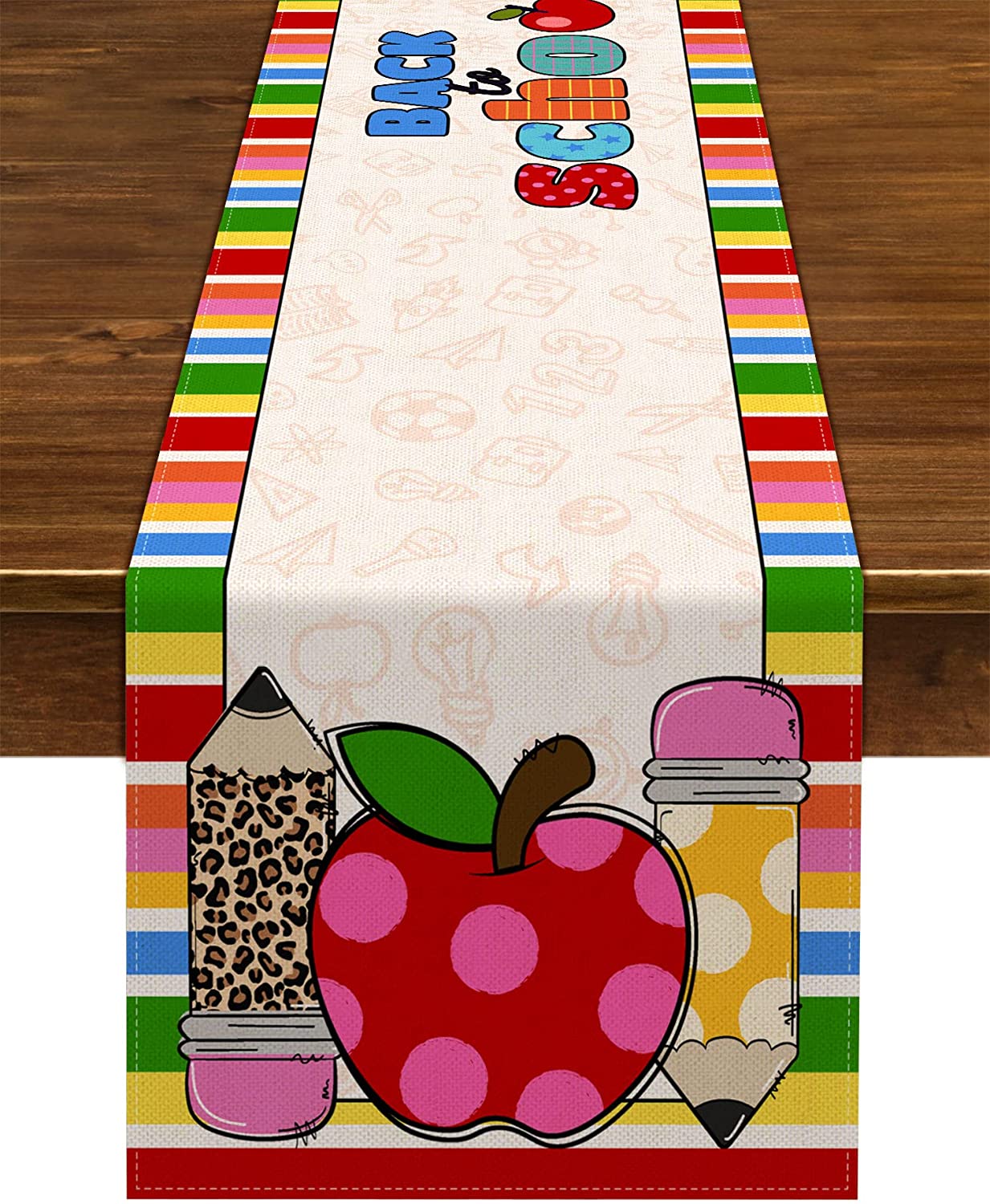 Back to School Party Decoration Apple Table Runner Students First Day