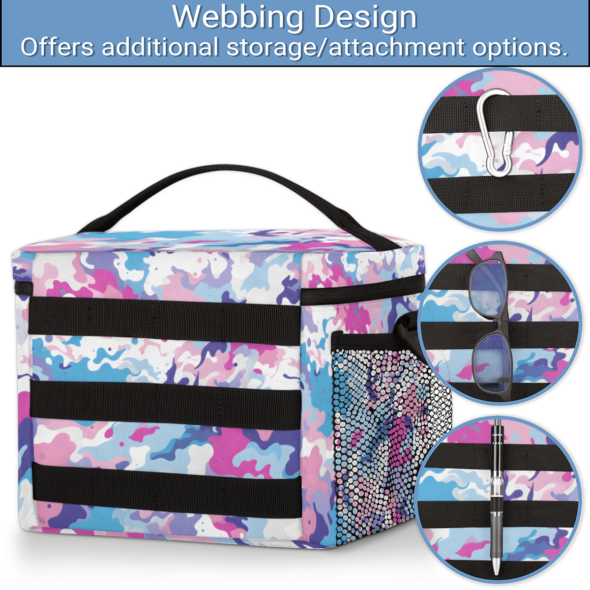 Insulated Tactical Lunch Bag with Detachable Strap,Camouflage-Design Cooler Bag for Office & Outdoor, Water-Resistant Meal Prep Bag with Multi-Pockets