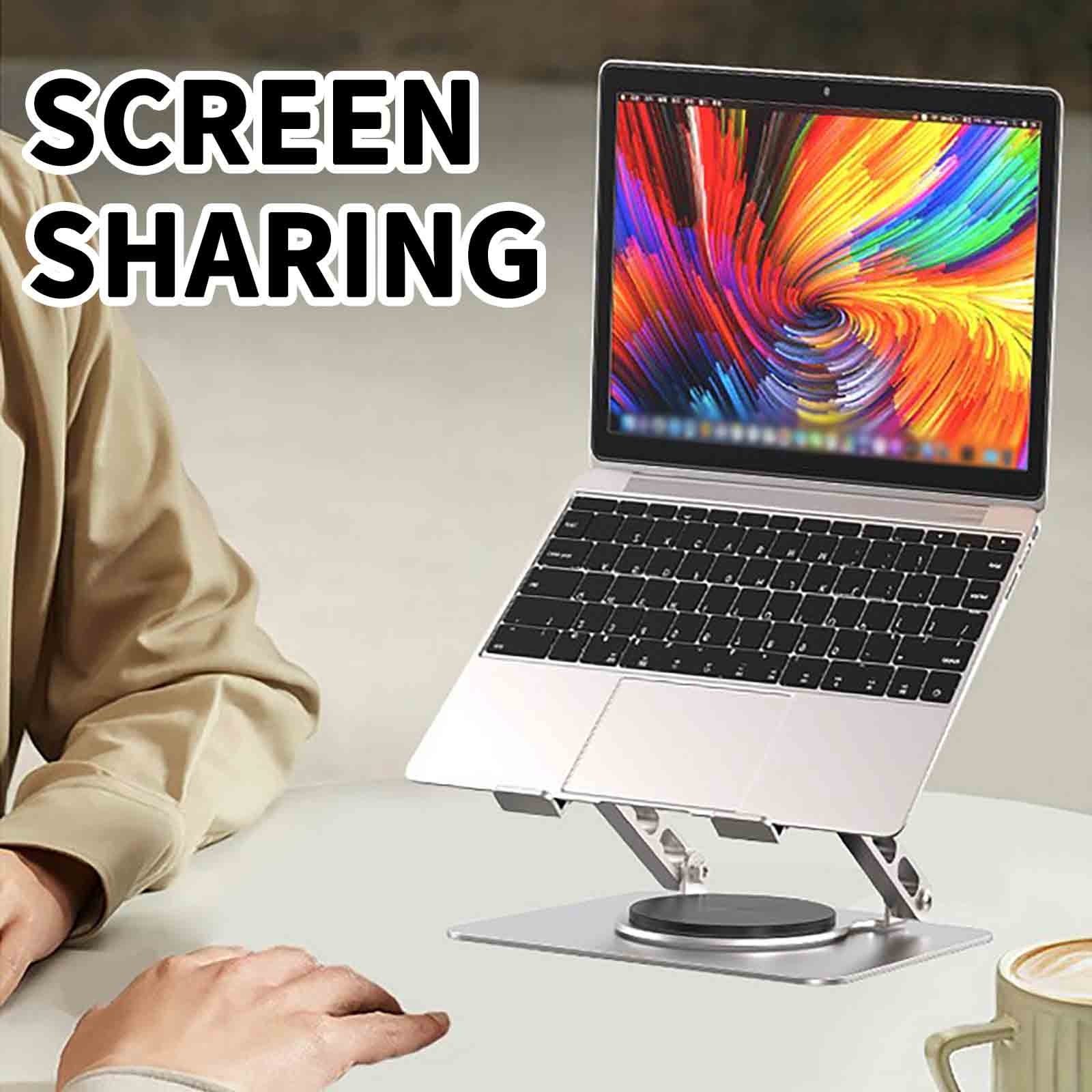 Silver Notebook Stand Aluminum Alloy Rotating Foldable For Laptop Silver Finish