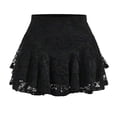 thumbnail image 3 of Women Fashion Casual Skirts Solid Color Mid High Waist Lace Patchwork Winter, 3 of 5
