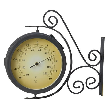 Moonrays 14 in. Outdoor Wall Clock with Thermometer