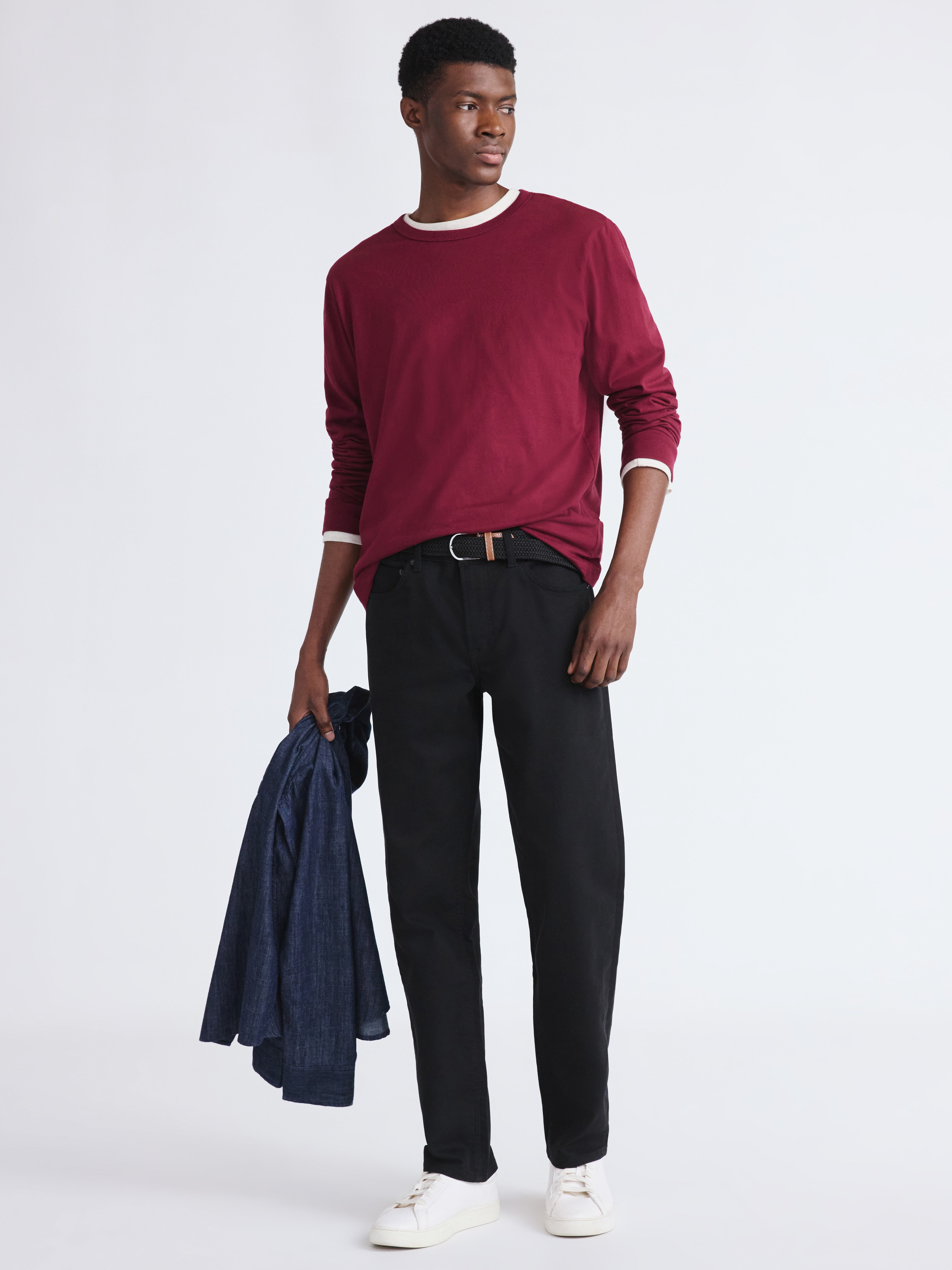 Free Assembly Men's Everyday Cotton Tee with Long Sleeves, Sizes XS-3XL